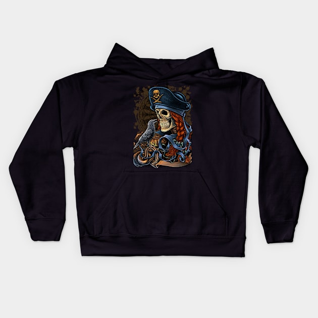 captain skeleton Kids Hoodie by Winya